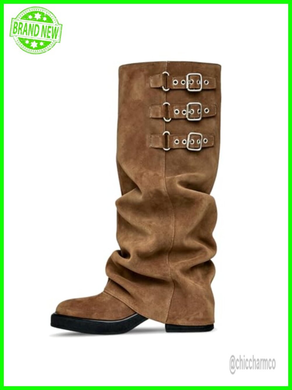 Fold Over Knee High Boots Slouch Chunky Platform Goth Women